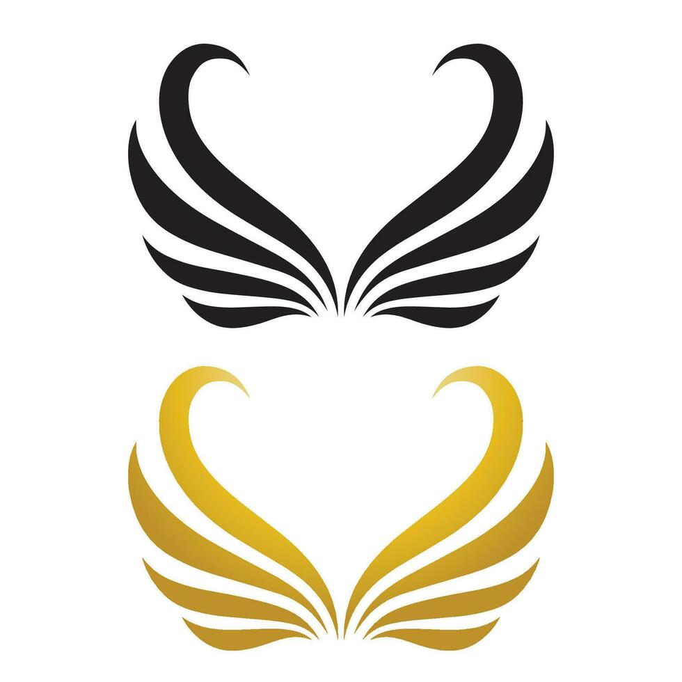 Wings gold and black bird  logo vector illustration template