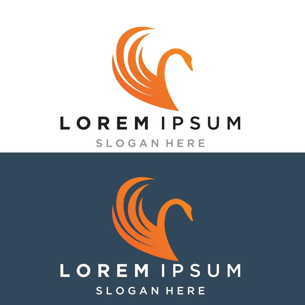 Swan logo icon vector illustration  design template.elegant Flying swan bird logo