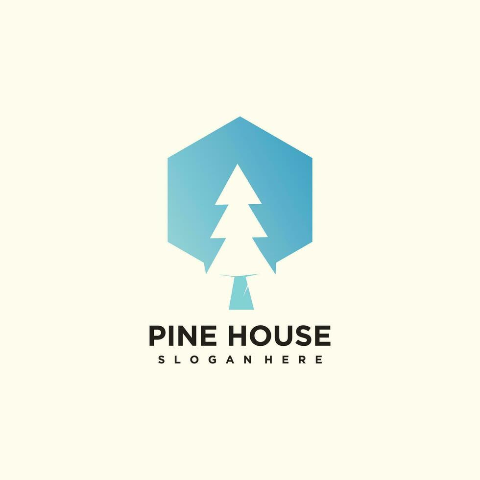 Pine house logo design vector