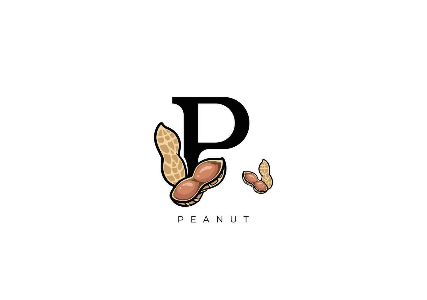 PEANUT FRUIT Vector, Great combination of Peanut Fruit symbol with letter P vector