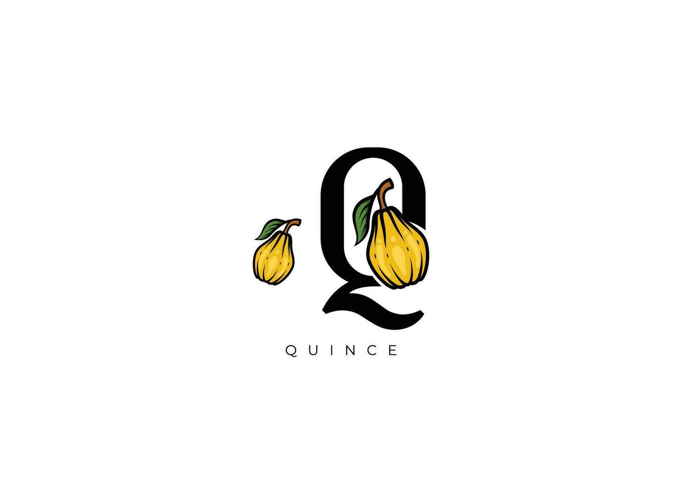 Yellow QUINCE FRUIT Vector, Great combination of Quince Fruit symbol with letter Q vector