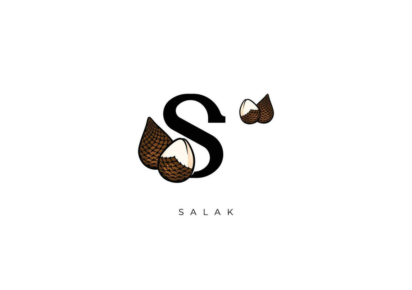 Brown SALAK, SNAKE FRUIT Vector, Great combination of Salak Fruit symbol with letter S vector