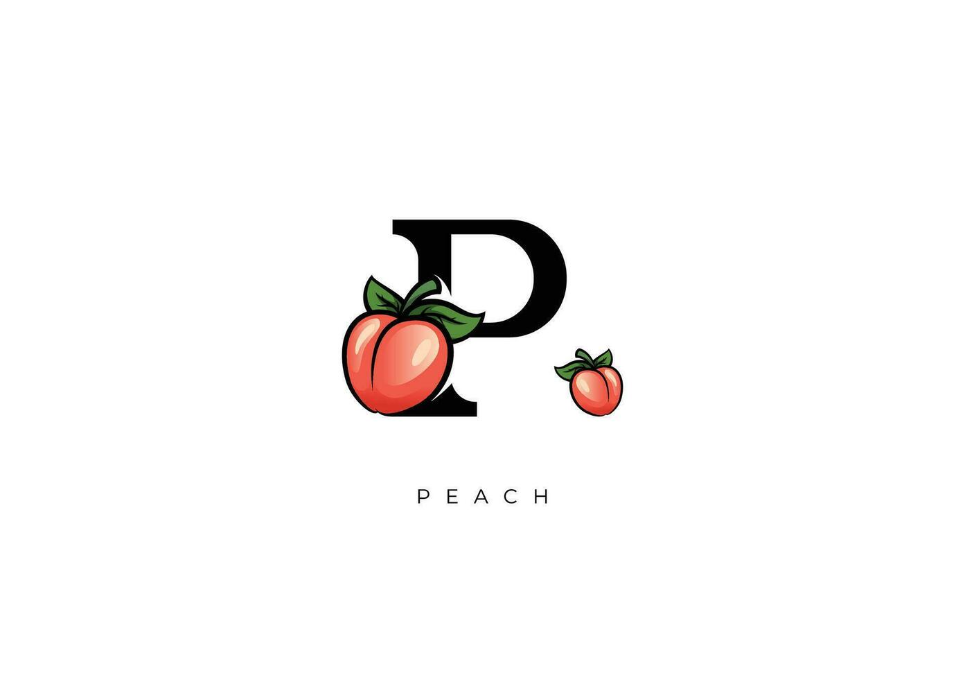 Pink PEACH FRUIT Vector, Great combination of Peach Fruit symbol with letter P vector