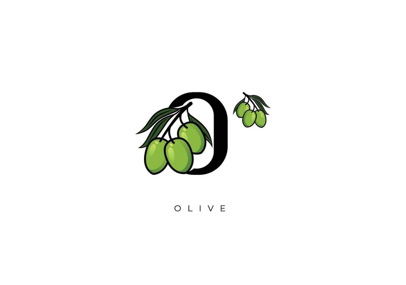 Green OLIVE FRUIT Vector, Great combination of Olive Fruit symbol with letter O vector