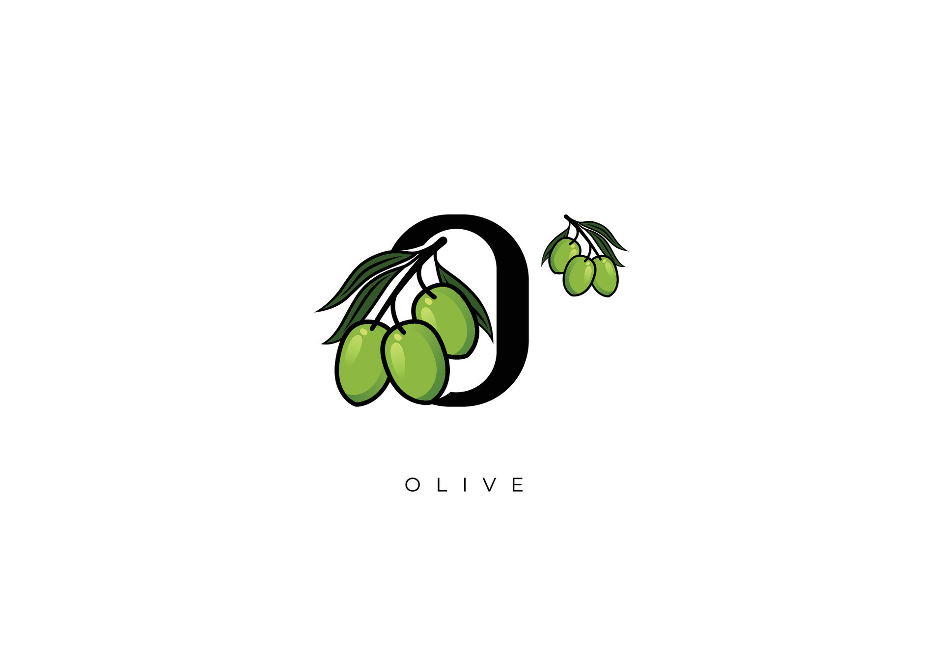 Green OLIVE FRUIT Vector, Great combination of Olive Fruit symbol with