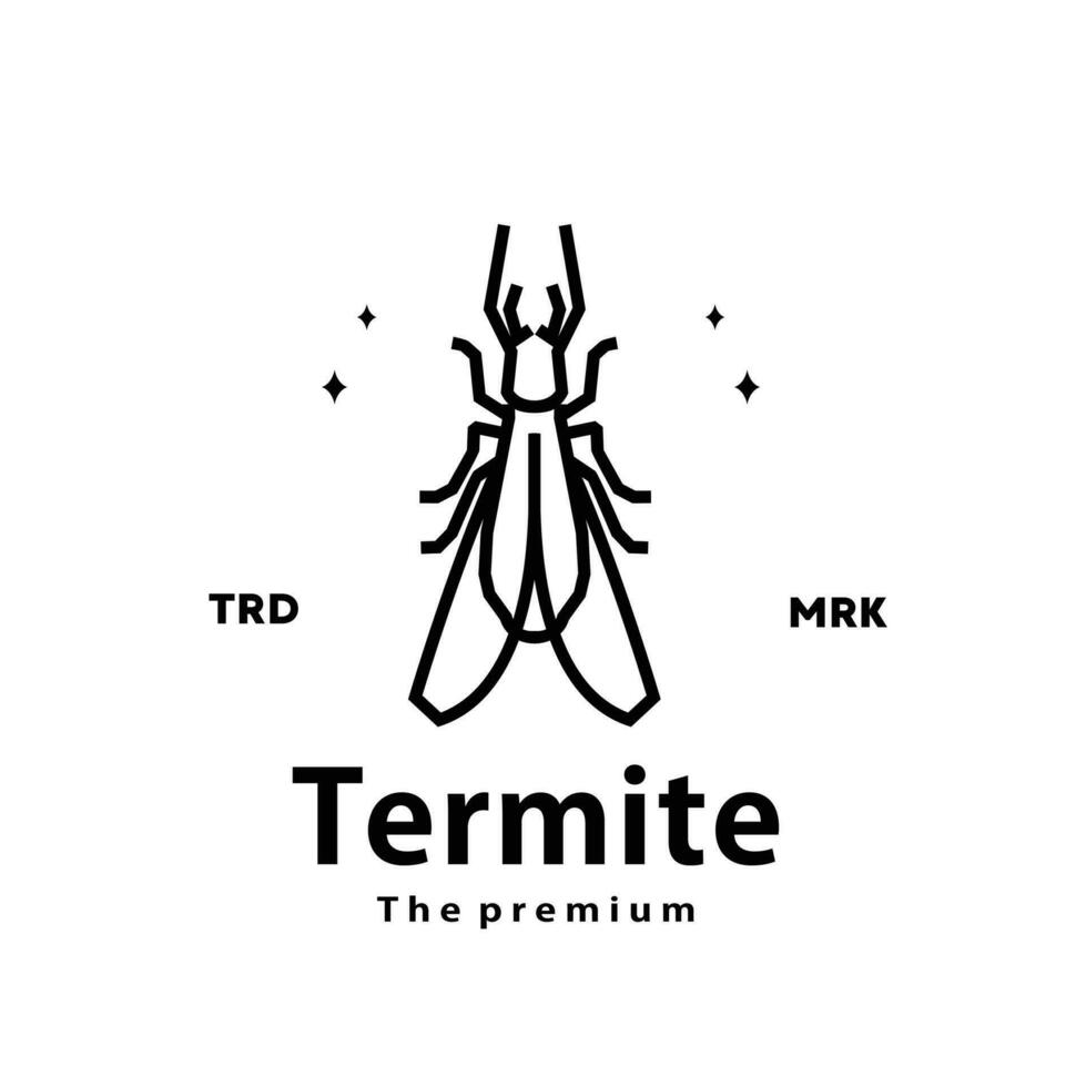 vintage retro hipster termite logo vector outline monoline art icon