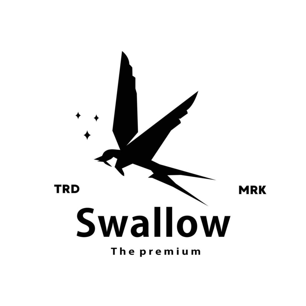 vintage retro hipster swallow logo vector outline silhouette art icon