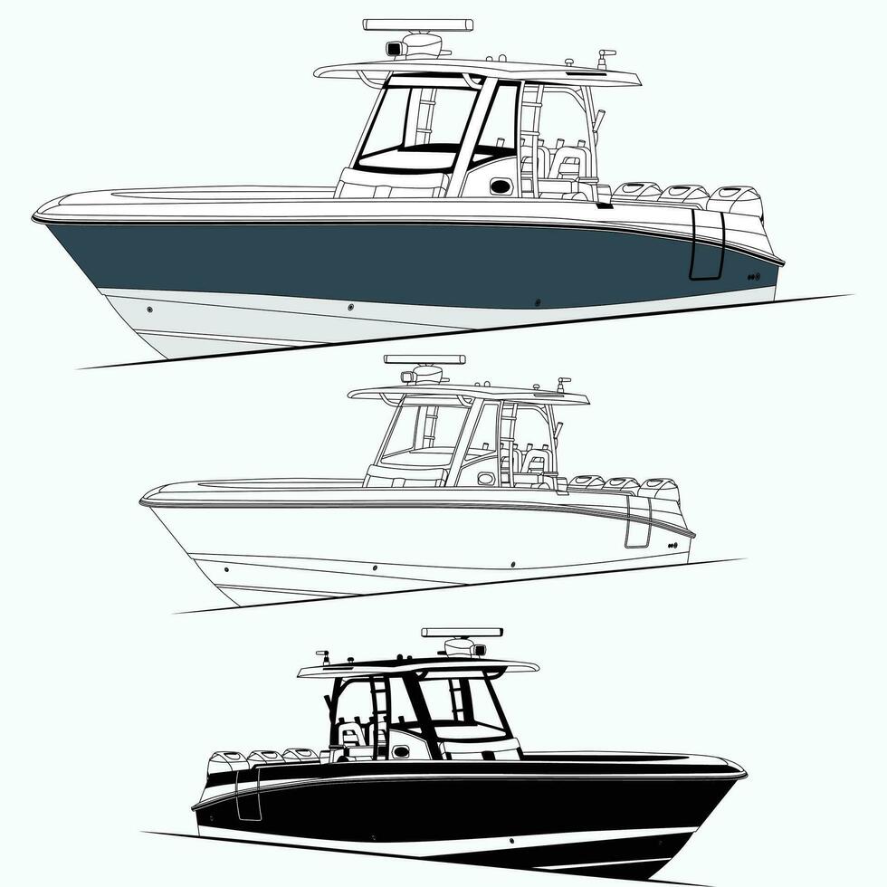 lado ver pescar barco vector para camiseta