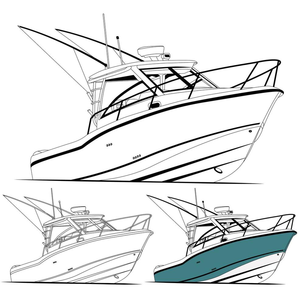 Charter fishing boat vector