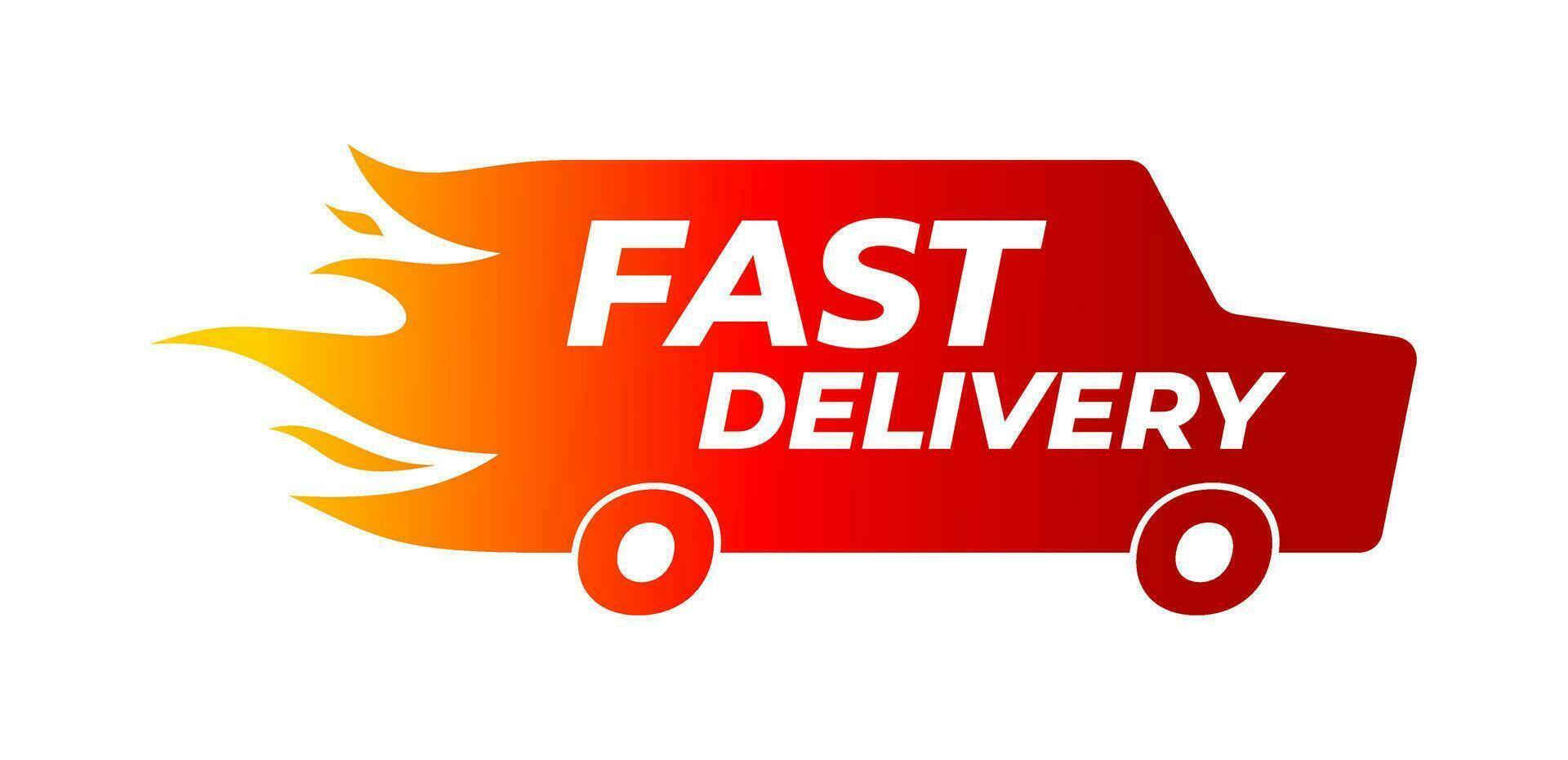 Truck and flames silhouette fast delivery icon design. Express, fast moving, Shipping delivery logo. Vector illustration