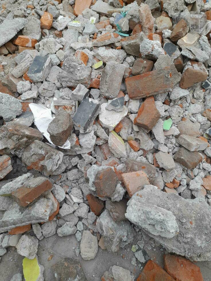 Demolition material for houses consisting of brick and mortar photo
