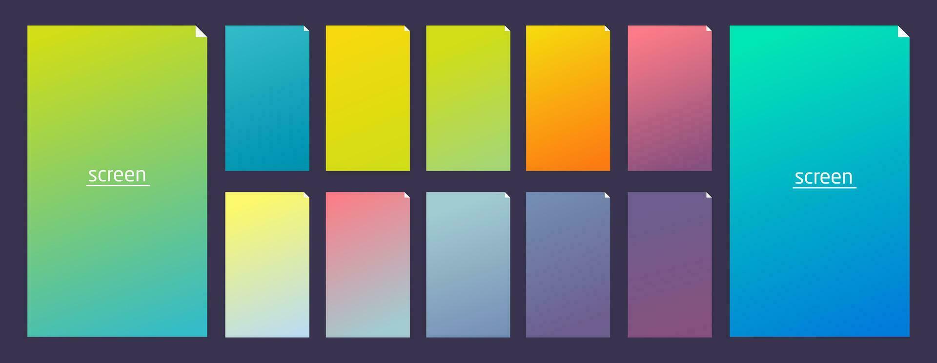 Vibrant and soft pastel gradient smooth color background set for devices, pc and modern smartphone vector