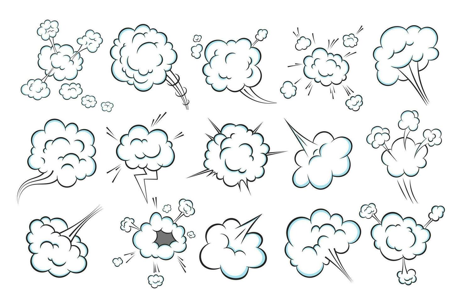 Conjunto de ilustración de vector de diseño de estilo plano de nube de pedo de dibujos animados de cómic de arte pop oliendo.