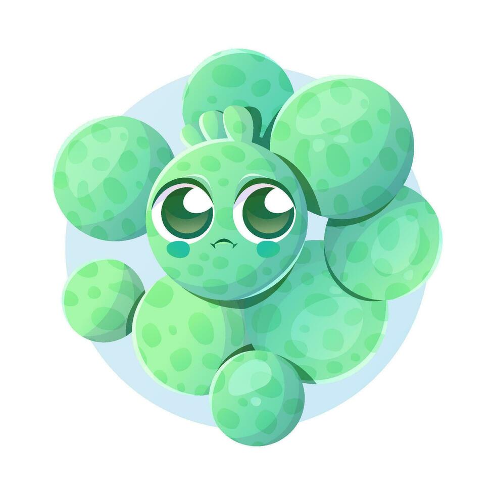 dibujos animados personaje bacterias estafilococo aureus aislado en un blanco antecedentes. vector