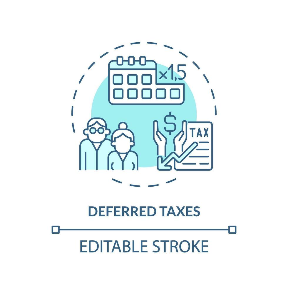 Deferred taxes soft blue concept icon. Postpone payment of tax. Financial benefit. Fiscal policy. Easy to use for website. Round shape line illustration. Abstract idea. Graphic design vector