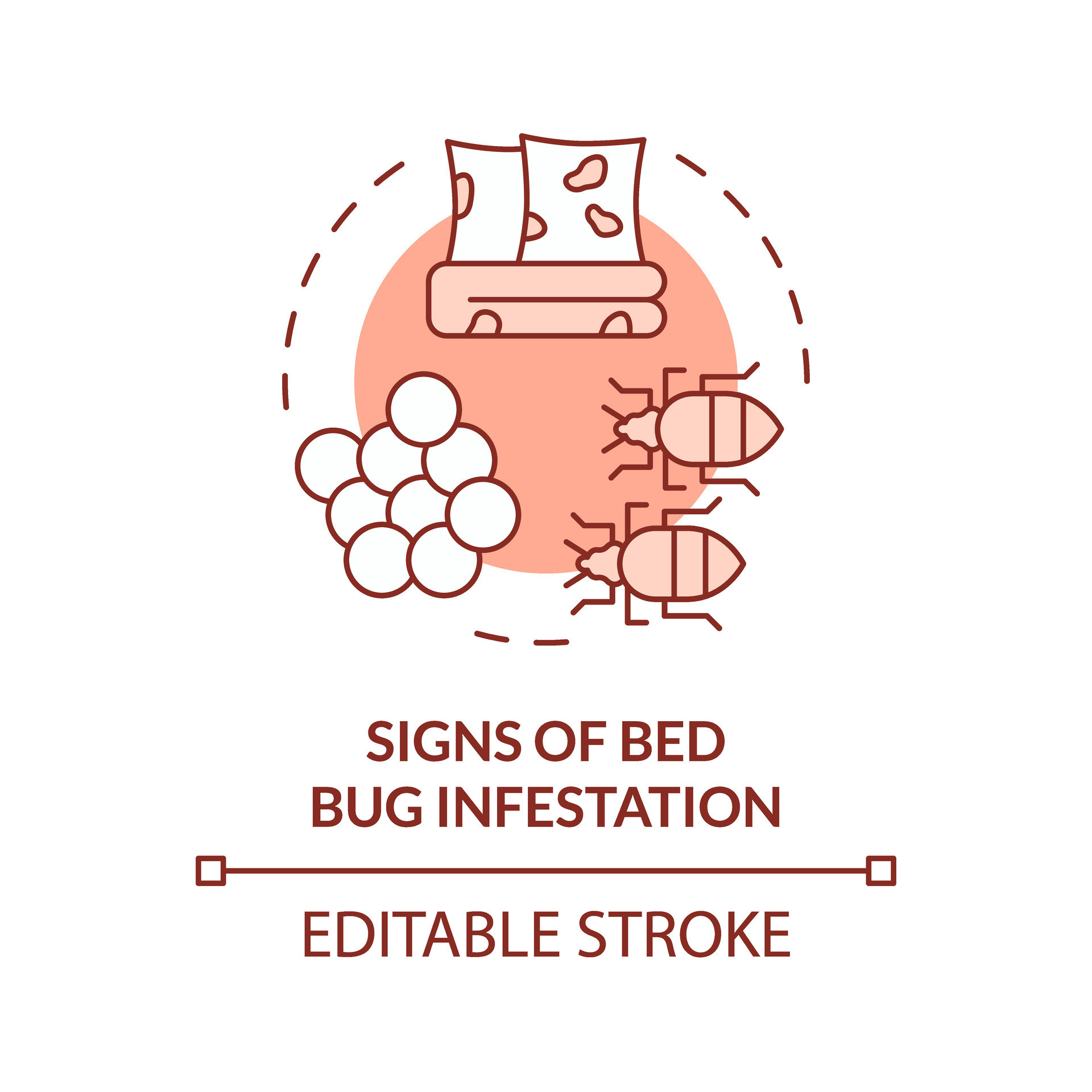 2D editable red signs of bed bug infestation icon, monochromatic