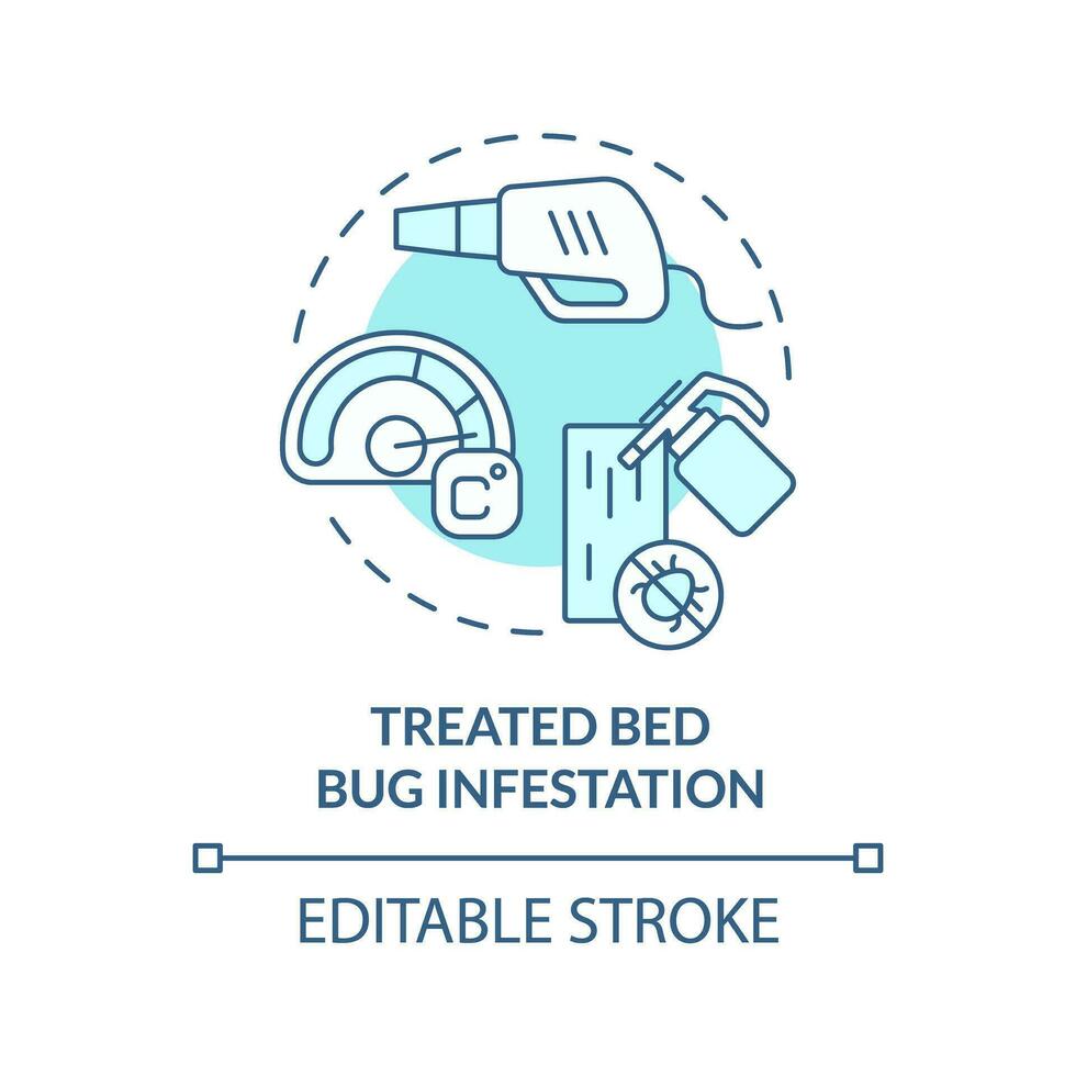 2D editable blue treated bed bug infestation icon, monochromatic isolated vector, integrated pest management thin line illustration. vector