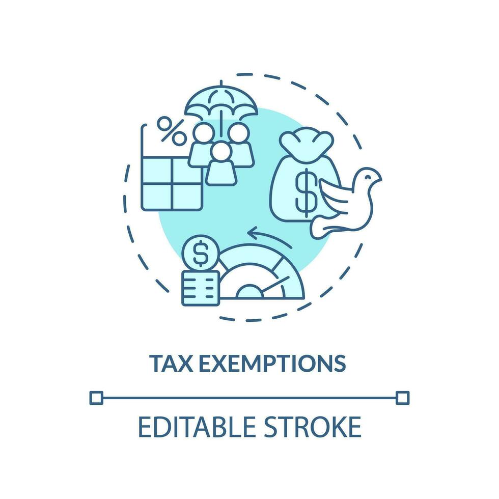 Tax exemptions soft blue concept icon. Exclude income from taxation. Avoid paying taxes. Fiscal policy. Easy to use in article. Round shape line illustration. Abstract idea. Graphic design vector