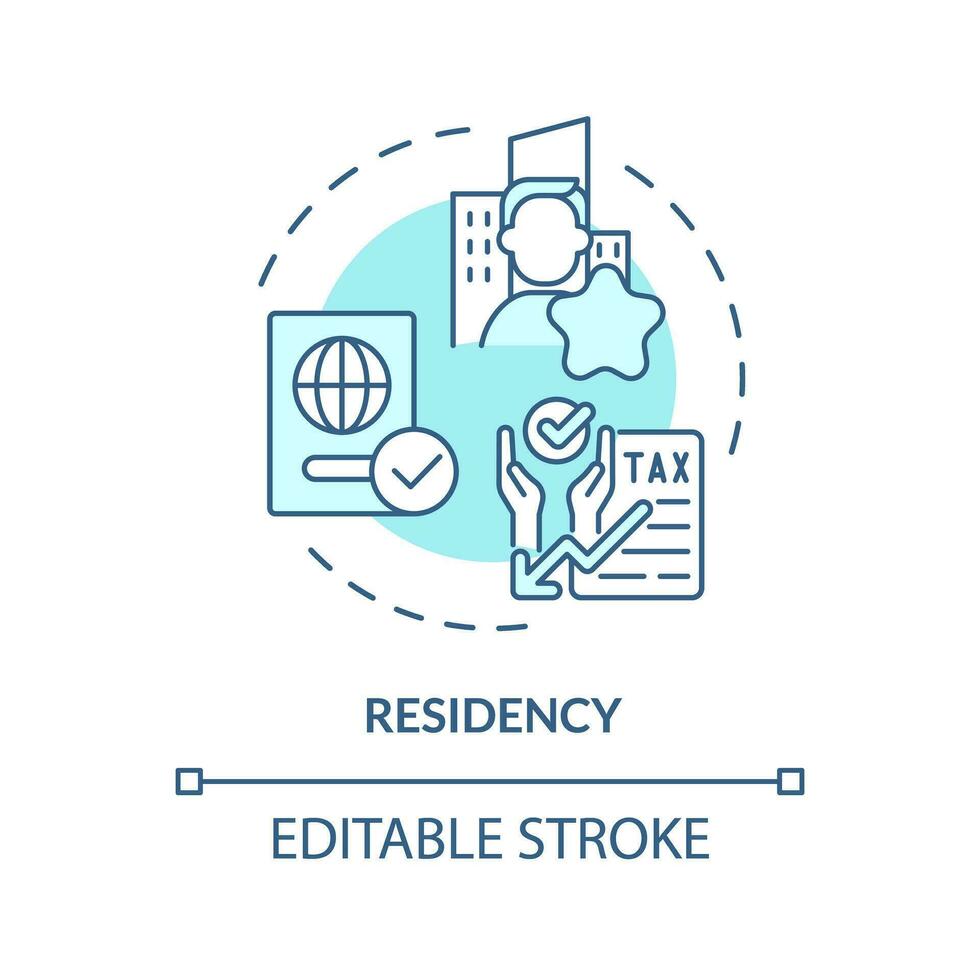 Residency soft blue concept icon. Determine eligibility for financial benefit. Criteria for taxpayers. Round shape line illustration. Abstract idea. Graphic design. Easy to use in blog post vector