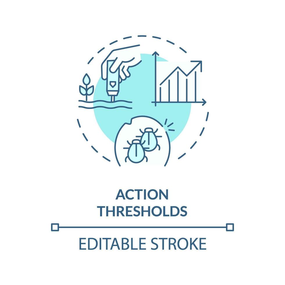 2D editable blue action thresholds icon, monochromatic isolated vector, integrated pest management thin line illustration. vector