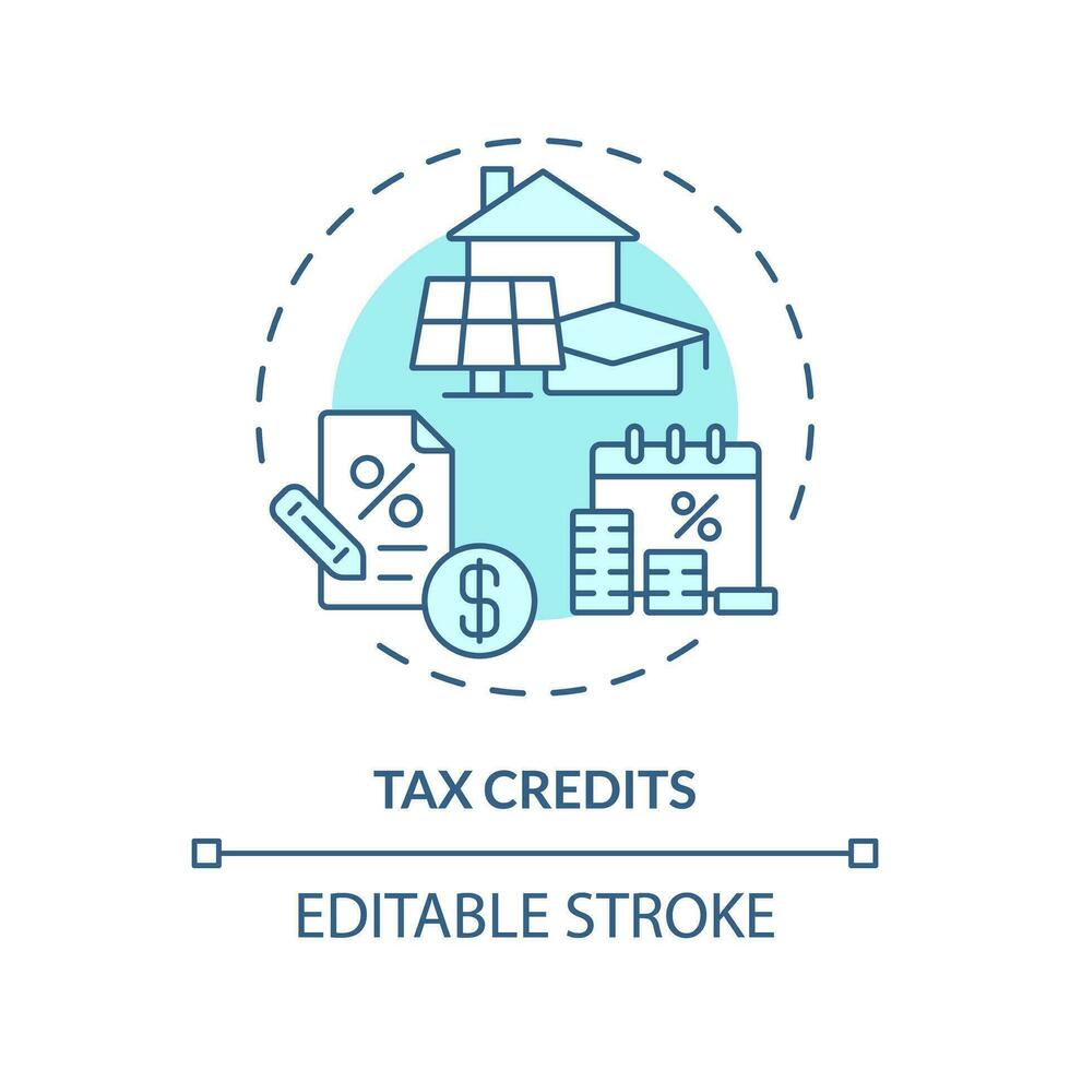 Tax credits soft blue concept icon. Reduction of income taxes. Type of financial benefit. Fiscal policy. Easy to use in article. Round shape line illustration. Abstract idea. Graphic design vector