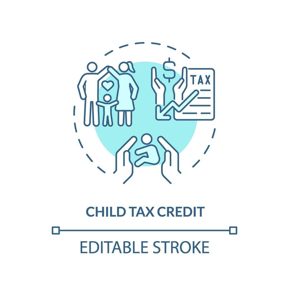 Child tax credit soft blue concept icon. Special financial benefit. Support families with kids. Fiscal policy. Easy to use in article. Round shape line illustration. Abstract idea. Graphic design vector