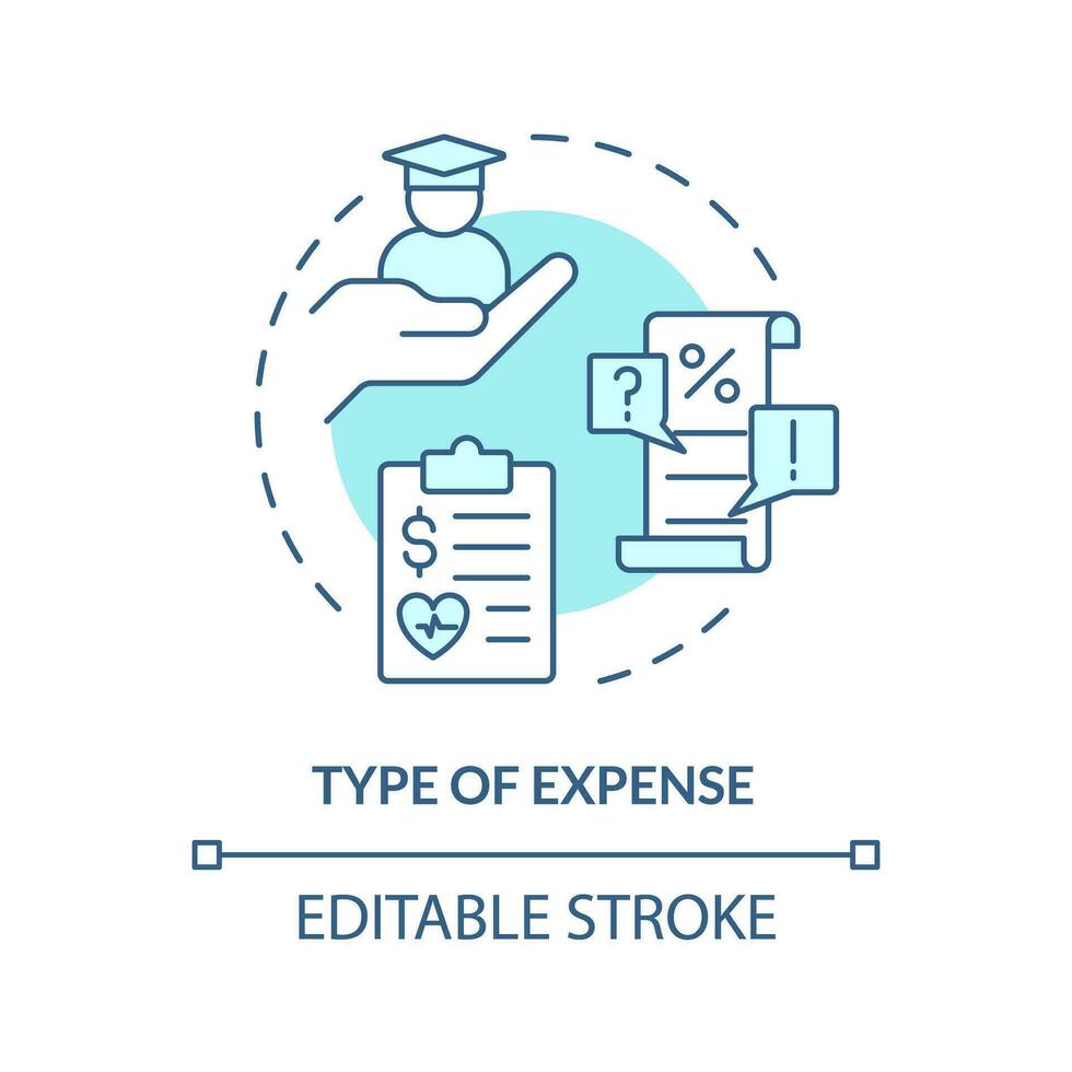 Type of expense soft blue concept icon. Determine eligibility for financial benefit. Criteria for taxpayers. Round shape line illustration. Abstract idea. Graphic design. Easy to use in article vector