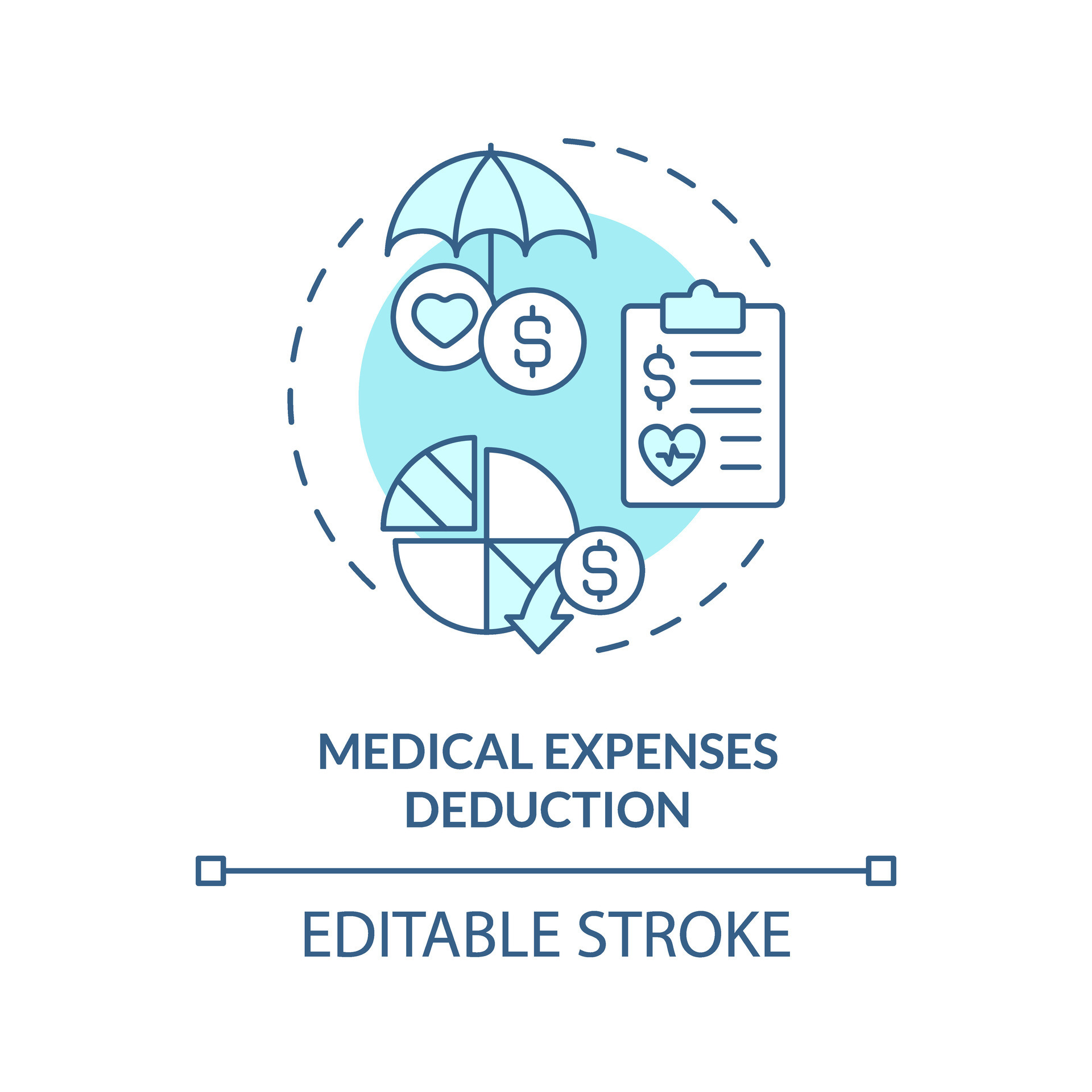 Medical expenses deduction soft blue concept icon. Reduce expenses from