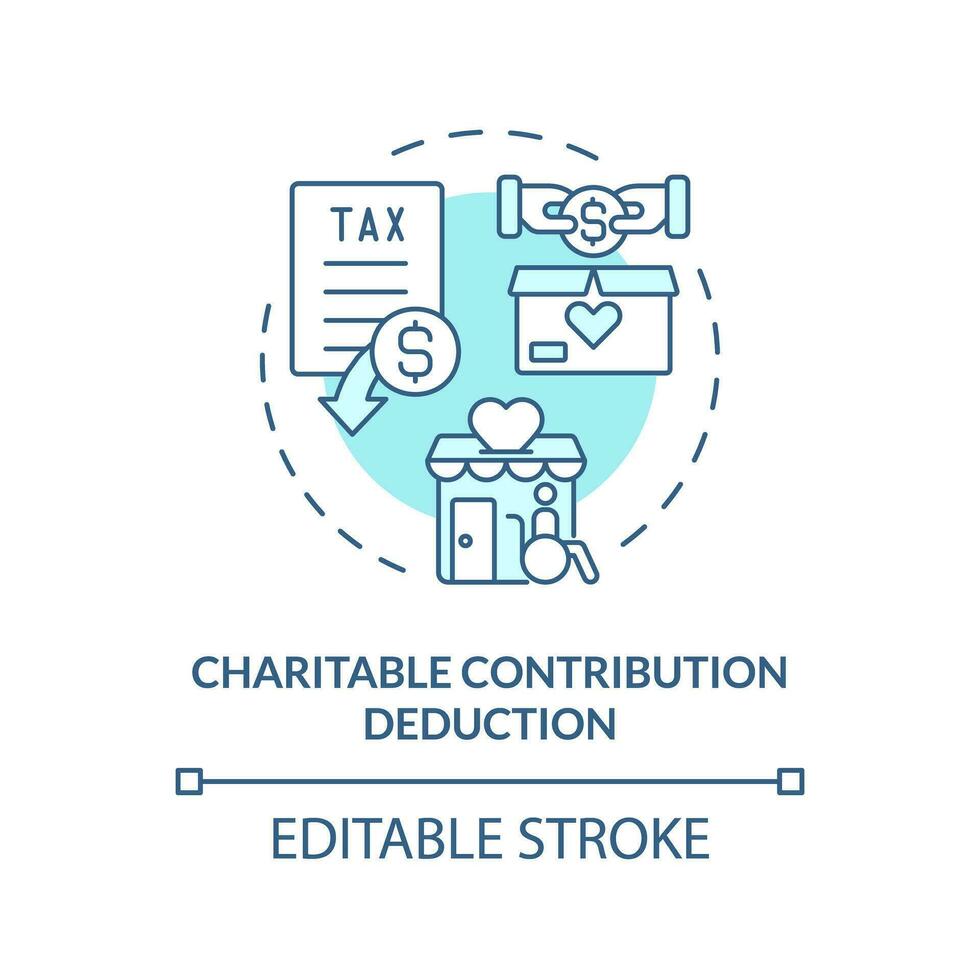 Charitable contribution deduction soft blue concept icon. Special financial benefit. Fiscal policy. Easy to use in article. Round shape line illustration. Abstract idea. Graphic design vector