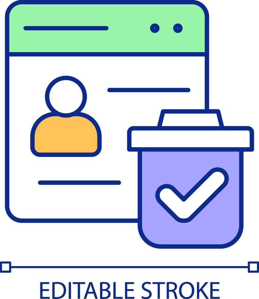 2D simple editable right to be forgotten icon representing cyber law, isolated vector, thin line illustration. vector