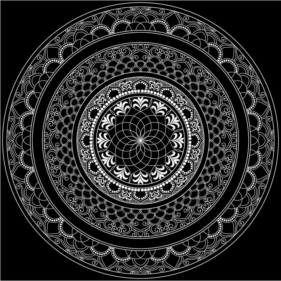 Mehndi Henna Drawing Circular Mandala pattern for tattoo, decoration premium product poster or painting. Decorative ornament in ethnic oriental style. Outline doodle hand draw illustration. vector