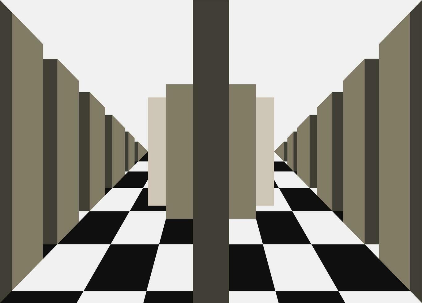illustration 3d corridor. vector Psychedelic 3d corridor