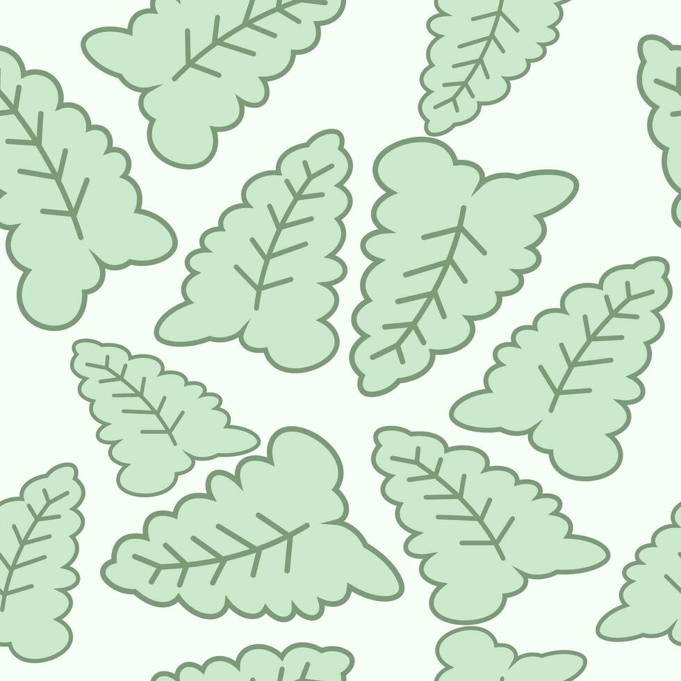 Artistically Leaf drawn, stylized, vector set of leafs on background. Leafs repeating pattern