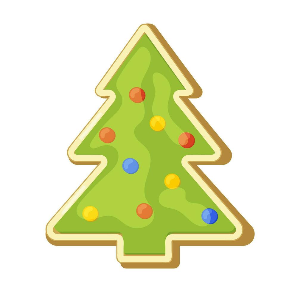Navidad Galleta. Navidad árbol. linda dibujos animados estilo. vector
