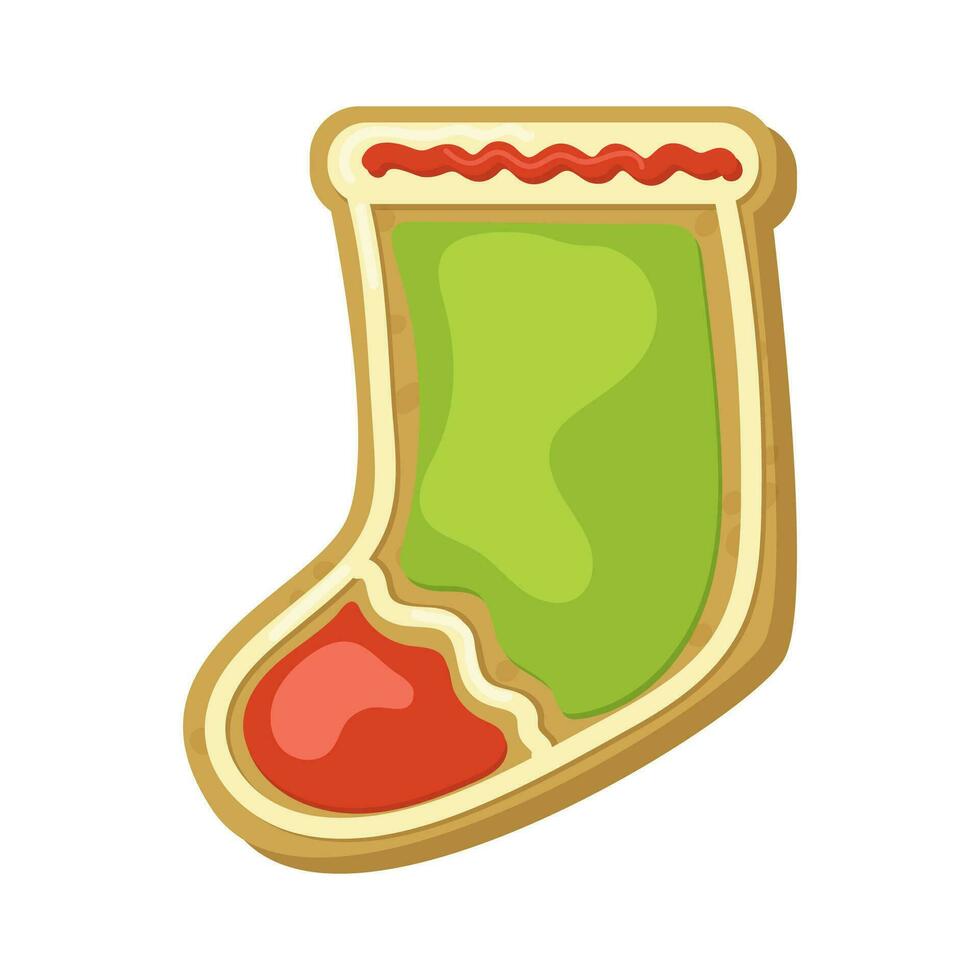 Christmas cookie. Christmas sock. Cute cartoon style. vector