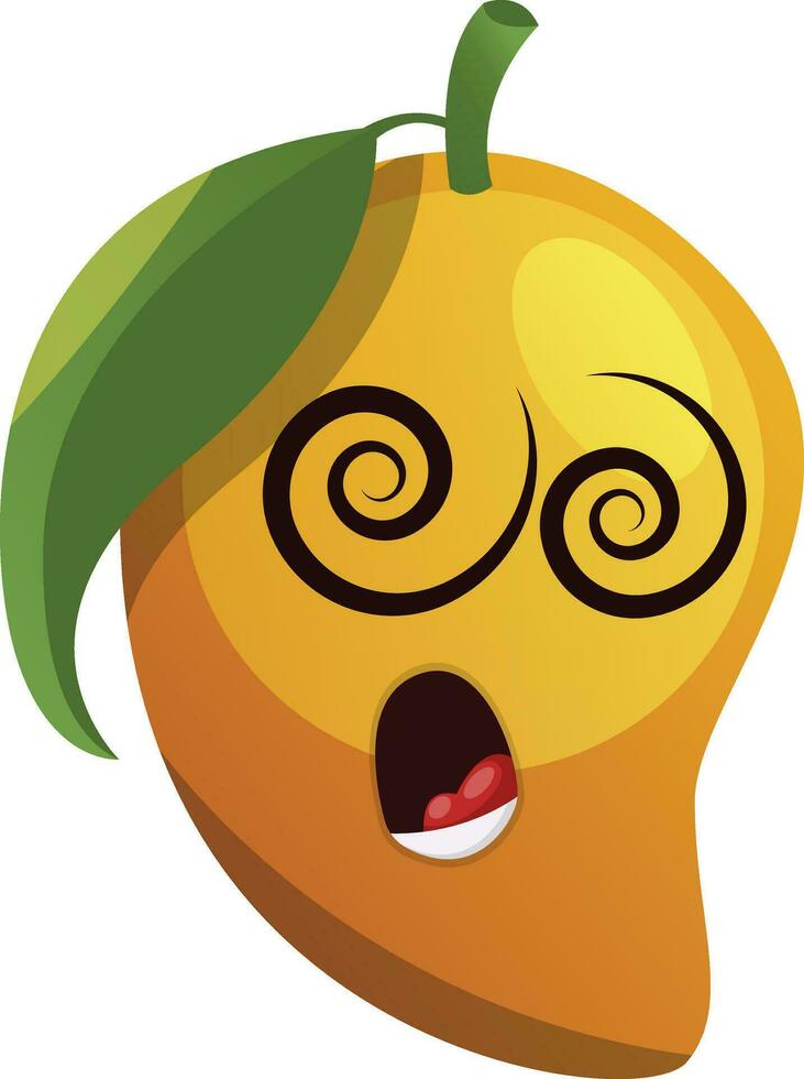 Mango face feeling dizzy illustration vector on white background