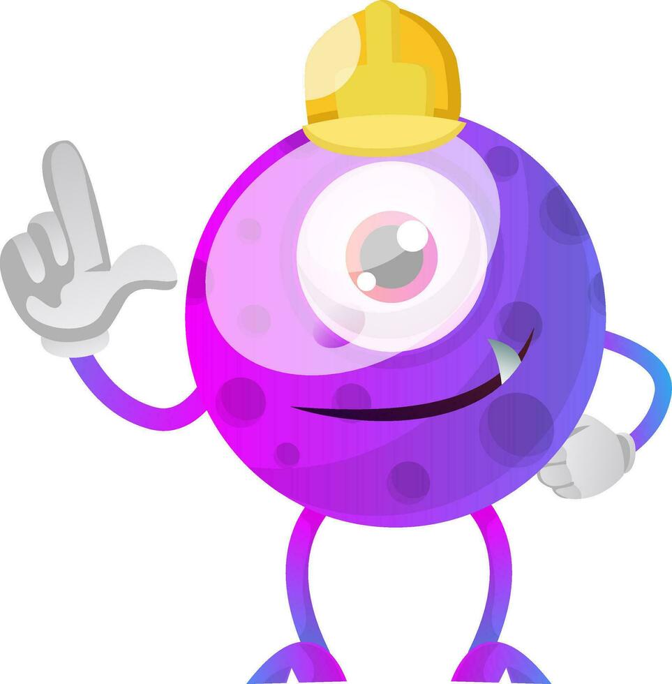 Construction worker purple monster illustration vector on white background