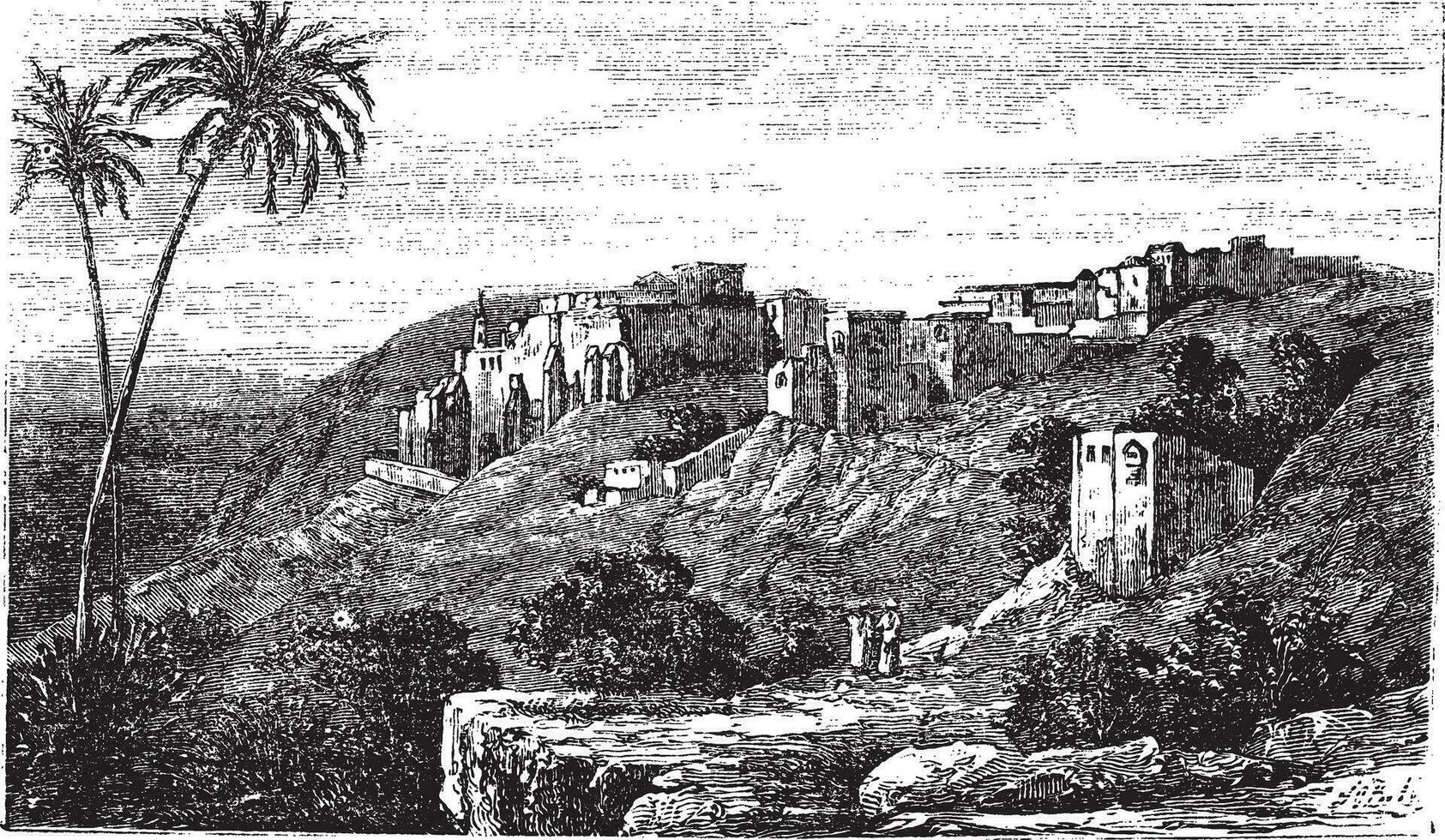 Bethlehem, city, Palestine, Israel, vintage engraving. vector