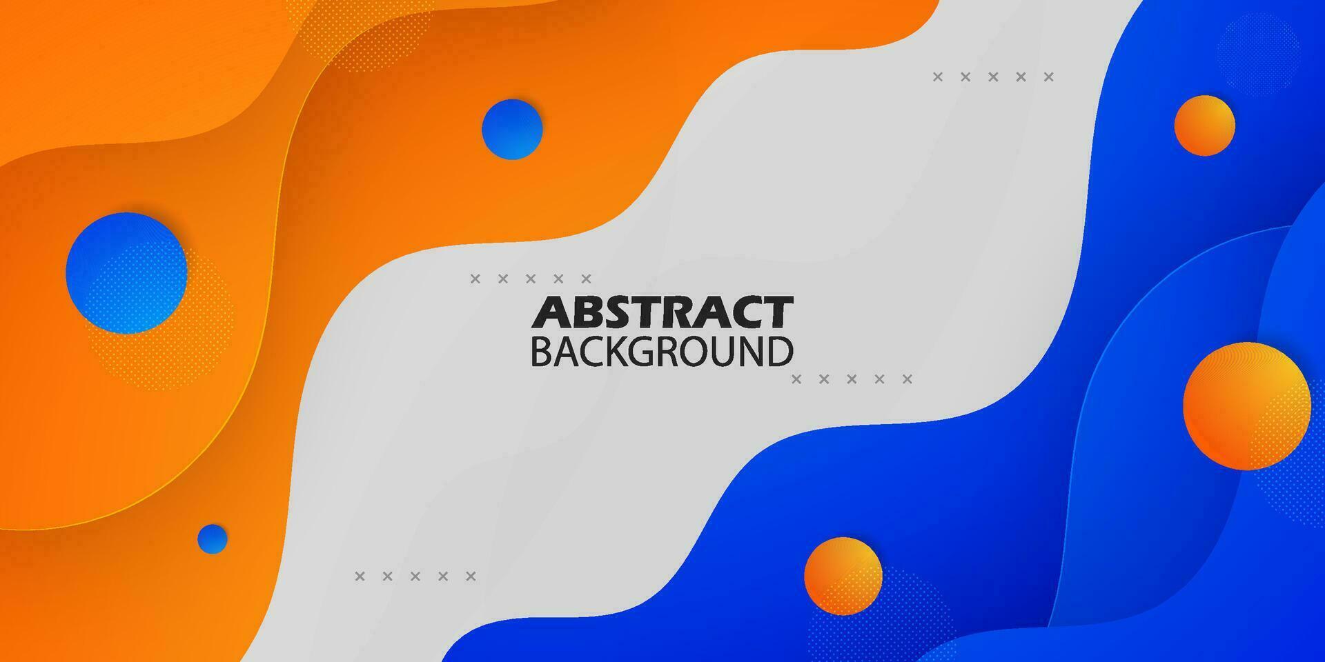 Modern orange and blue geometric business banner design. Creative banner design with wave shapes and lines on white background for template. Simple horizontal banner. Eps10 vector