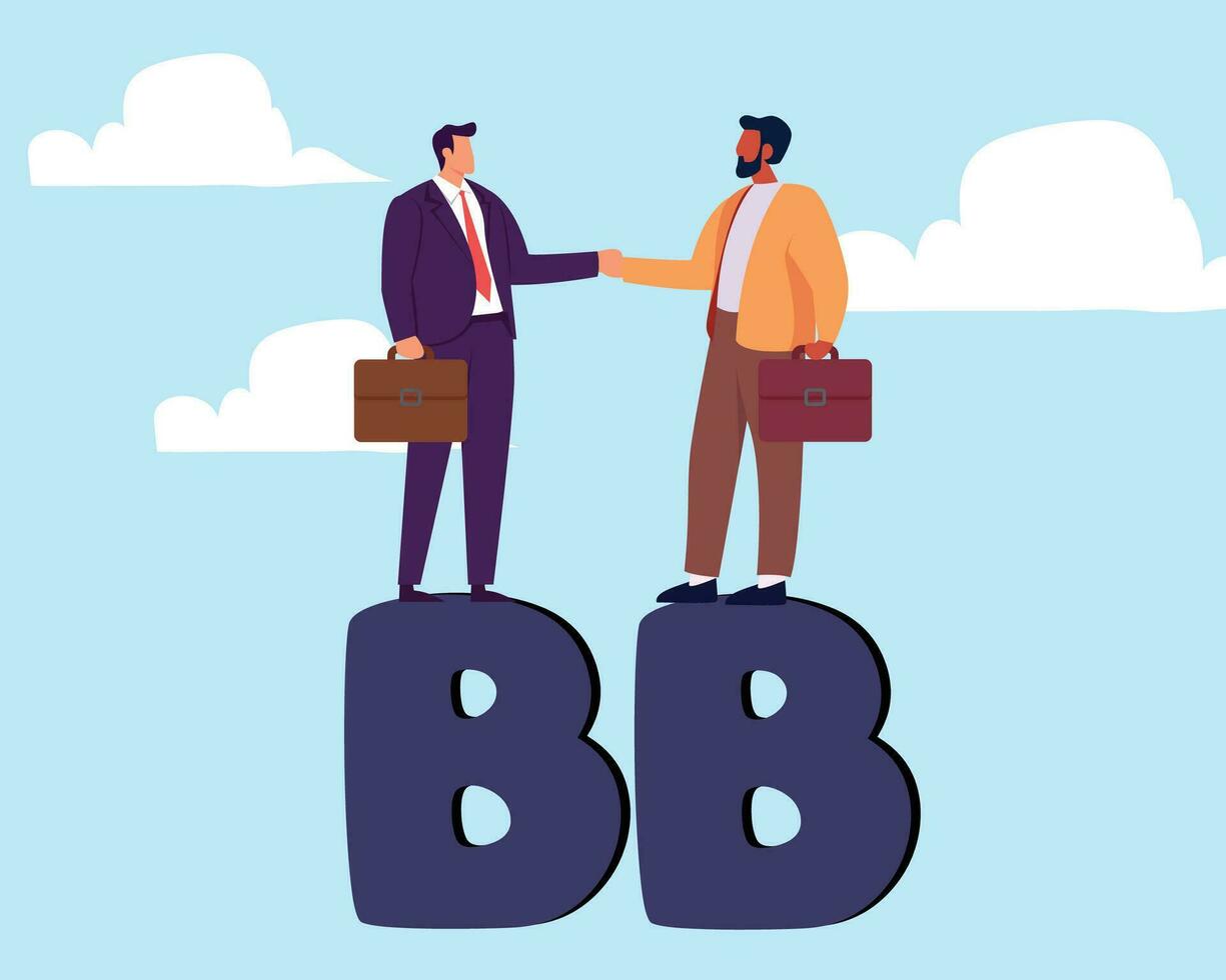 B2B, business to business sale agreement, enterprise commerce, contractor or supplier trade between company concept vector