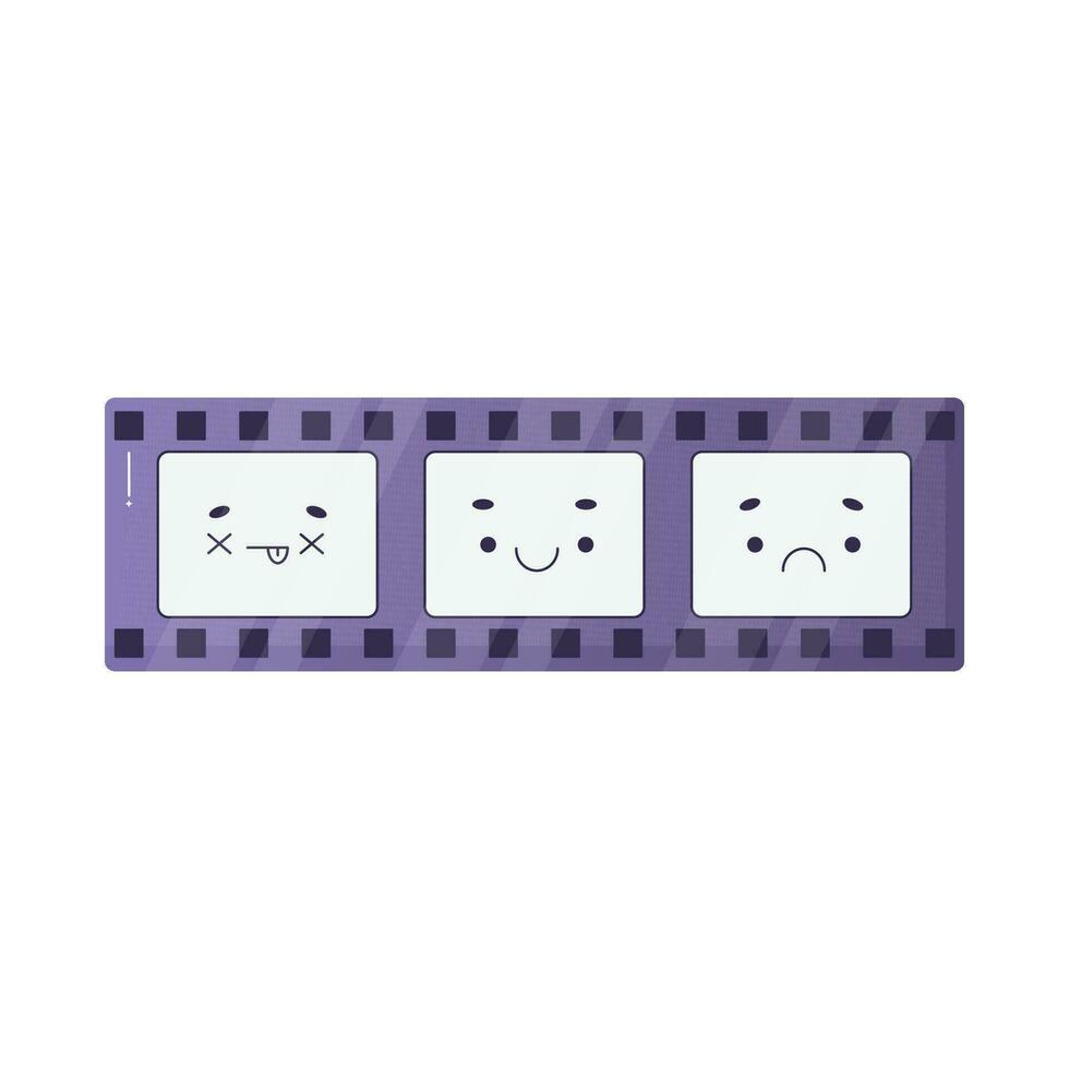 Movie tape, film, frames, characters vector illustration
