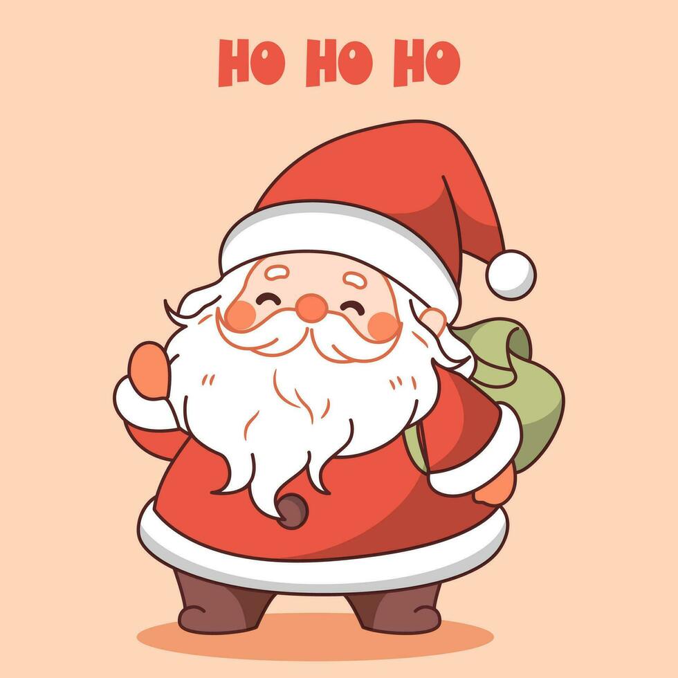 alegre Navidad, Papa Noel claus con texto Ho Ho Ho. vector