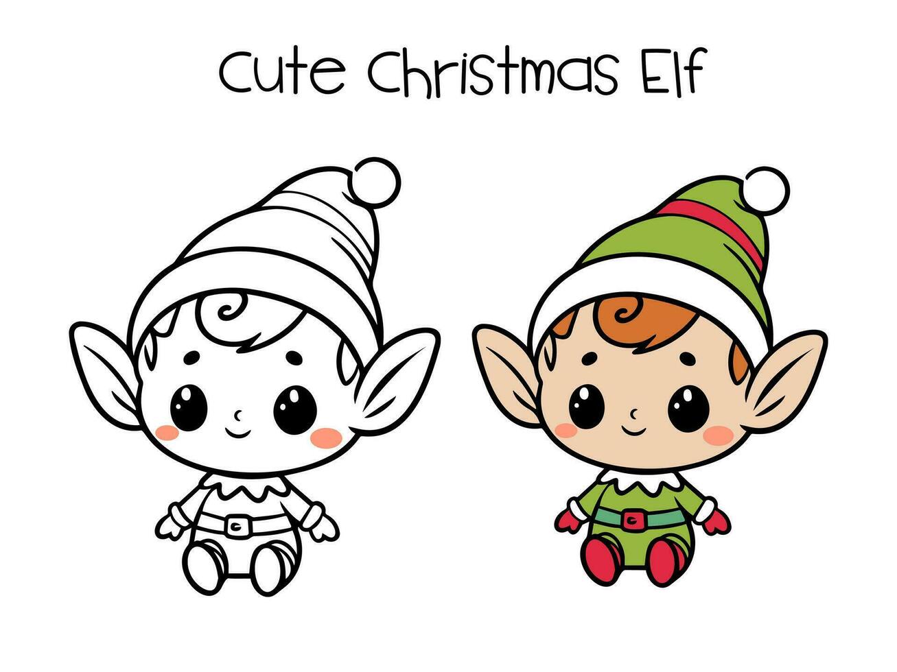 Cute Christmas elf, Santa helper. vector