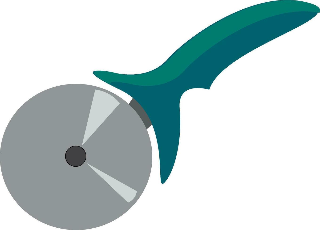 Pizza cutter with a silver wheel and a blue-colored handle vector or color illustration