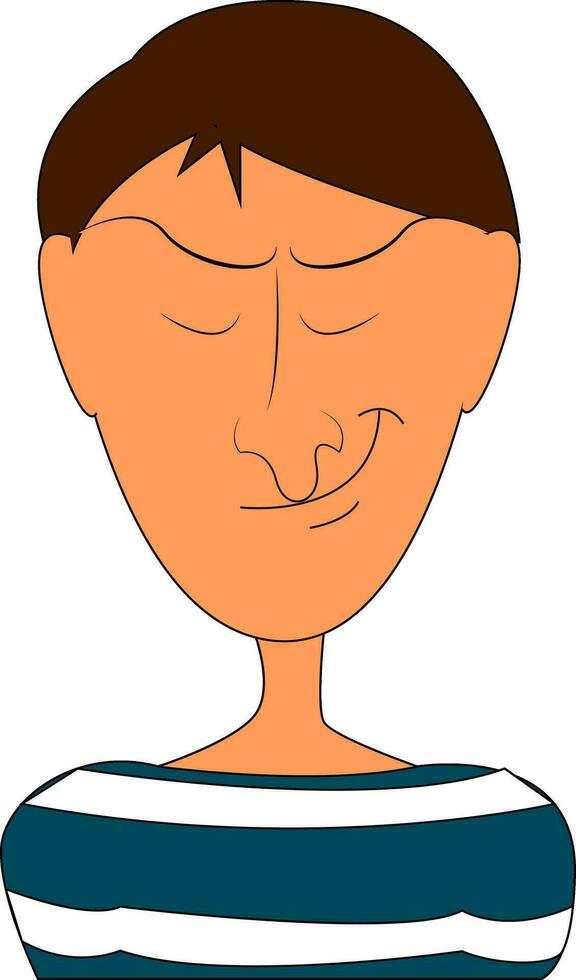 Portrait of a boy in blue and white striped shirt vector illustration on white background