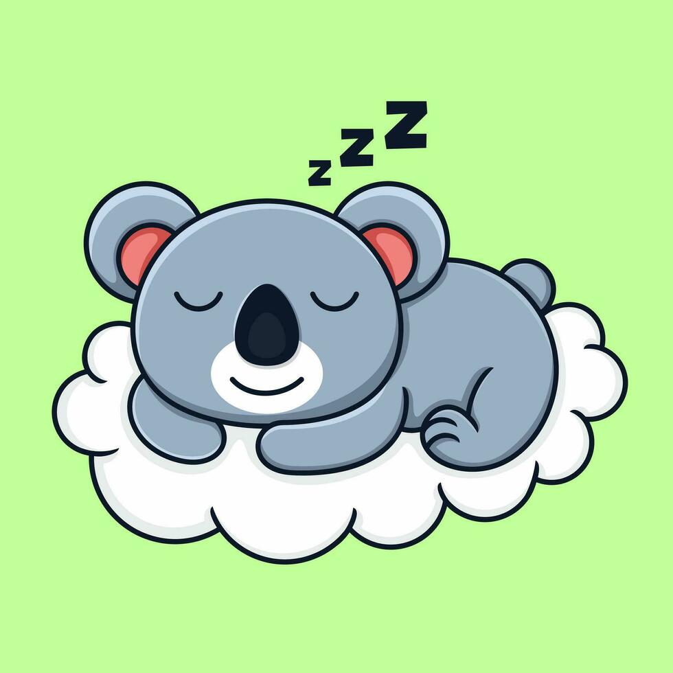 cute cartoon koala, sleeping on a cloud. vector