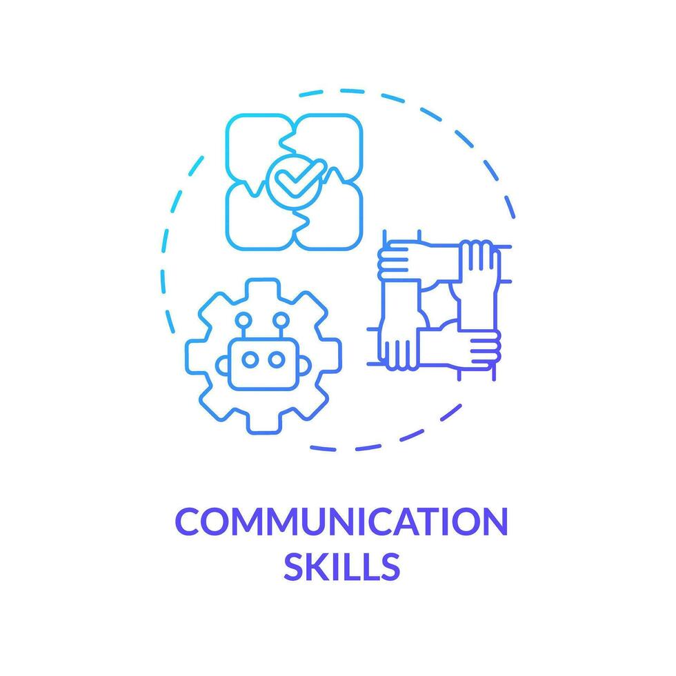 2D gradient communication skills icon, isolated vector, AI engineer creative thin line illustration vector