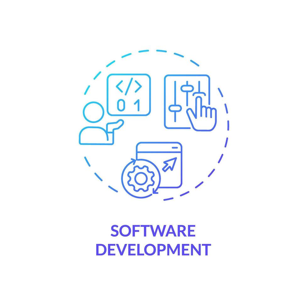 2D gradient software development icon, isolated vector, AI engineer creative thin line illustration vector