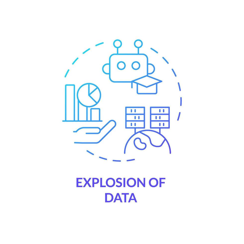 2D gradient explosion of data icon, isolated vector, AI engineer creative thin line illustration vector