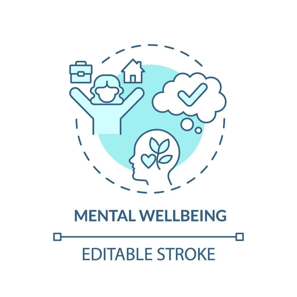 2D editable blue icon mental wellbeing concept, isolated vector, mindful entrepreneurship thin line illustration. vector